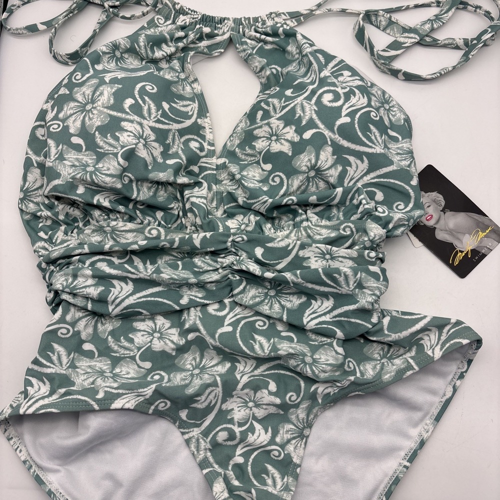 Marilyn Monroe Swimwear Island Floral Green MMOP-300 Size Large